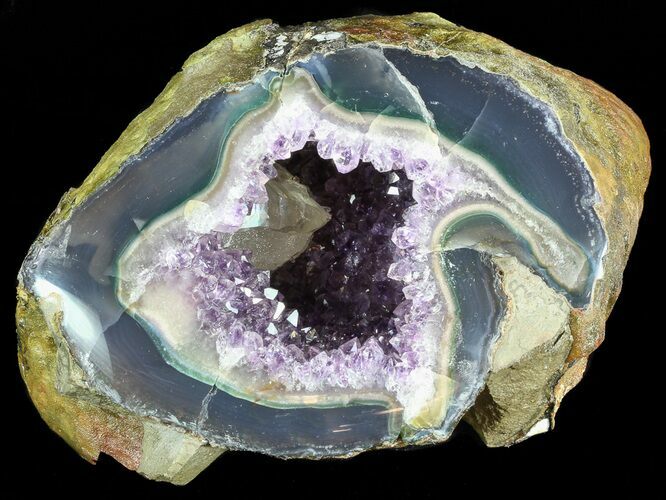 Sparkling Purple Amethyst Geode with Calcite - Uruguay #57193